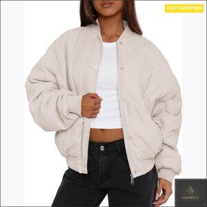 Quilted Bomber Jacket Lightweight Cropped Puffer Zip Up Winter Coat